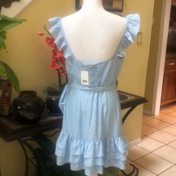 Lilkely Charlotte Ruffled Women’s Blue Belted Mini Dress Sz 12 NWT - Picture 12 of 16